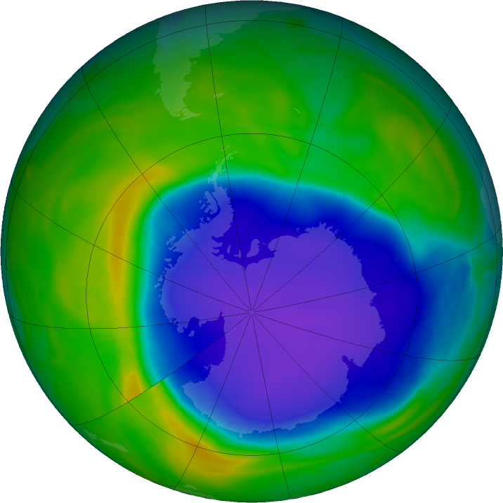 Antarctic ozone map for 06 November 2020